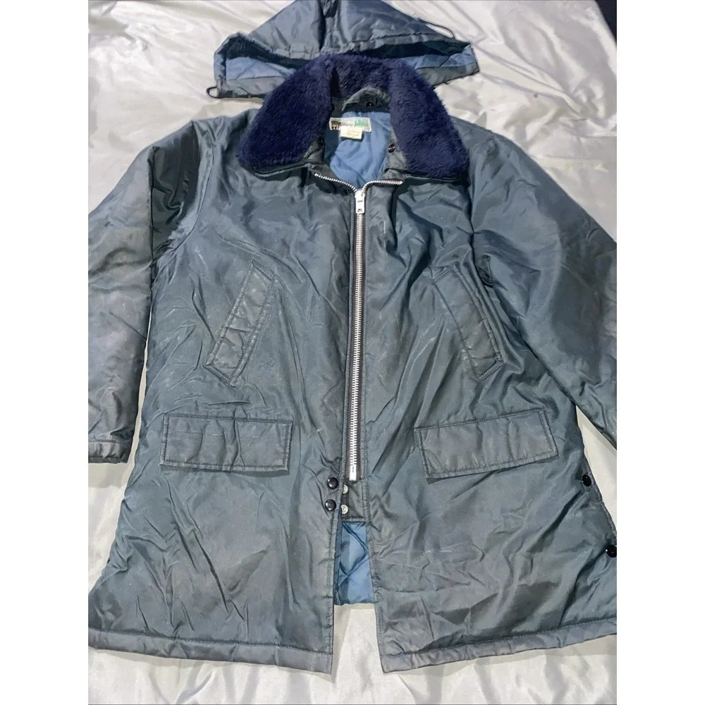 Vtg Retro Funky Bomber Full Zip Jacket Mens Size Large Quilted Pocket Fur Collar